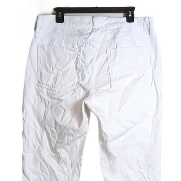 Old Navy Slouchy Straight Jeans Womens 12 White High Rise Crop Ankle 100% Cotton - Picture 4 of 4